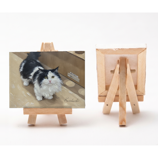 クロハチ 小さな絵画風キャンバスボード