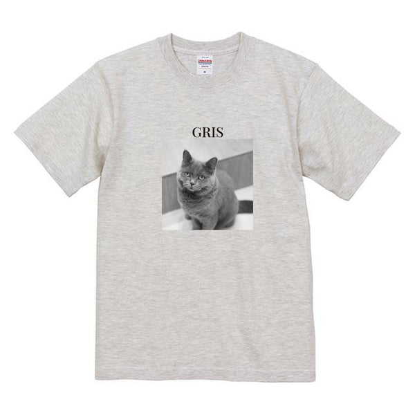 グリ モノクロ写真コットンTシャツ
