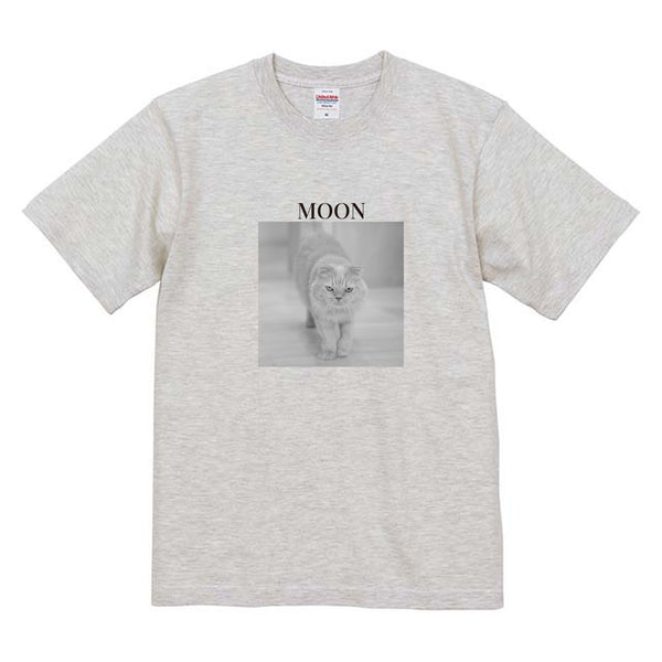 ムーン モノクロ写真コットンTシャツ