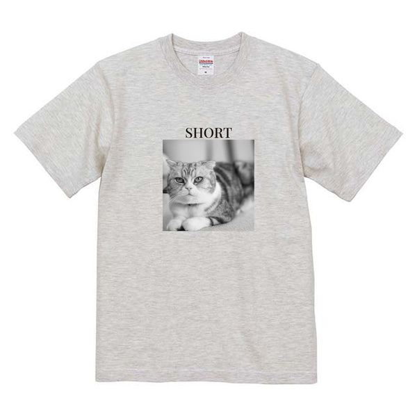 ショート モノクロ写真コットンTシャツ