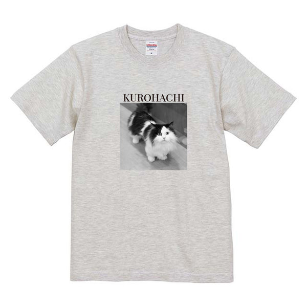クロハチ モノクロ写真コットンTシャツ