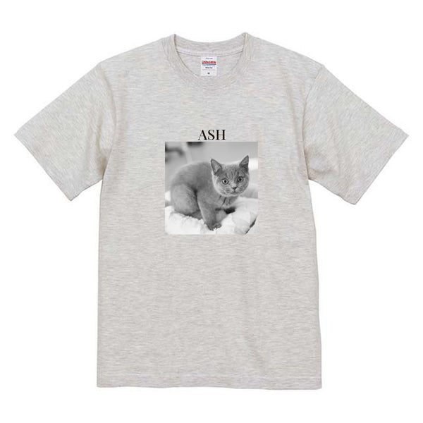 アッシュ モノクロ写真コットンTシャツ