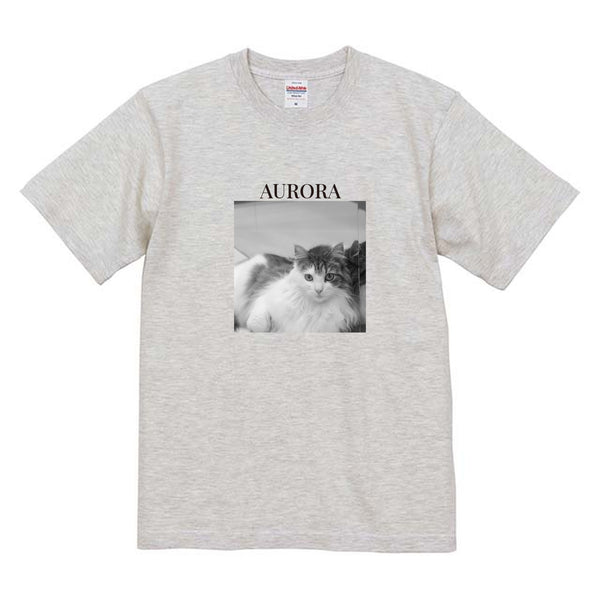 オーロラ モノクロ写真コットンTシャツ