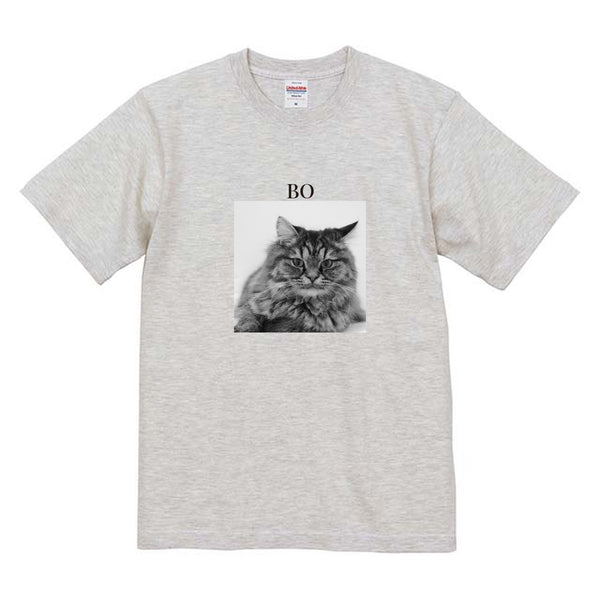 ボー モノクロ写真コットンTシャツ