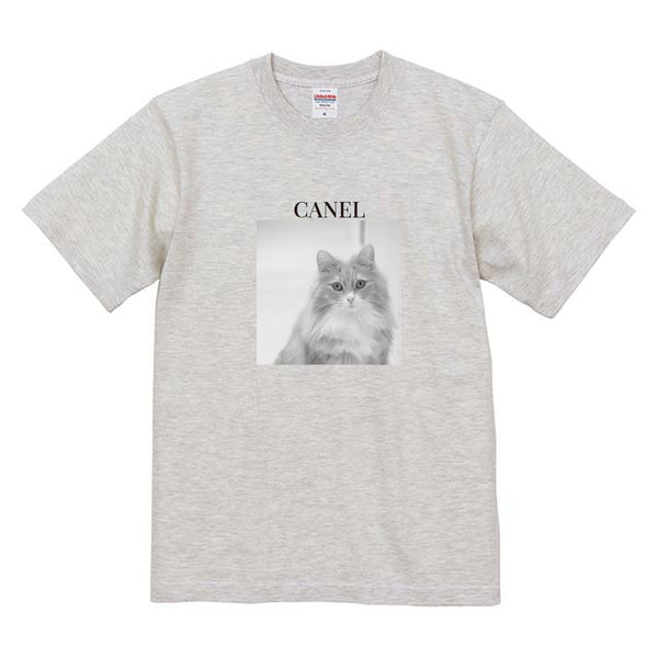 キャネル モノクロ写真コットンTシャツ