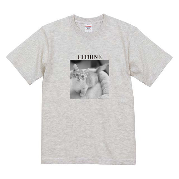 シトリン モノクロ写真コットンTシャツ