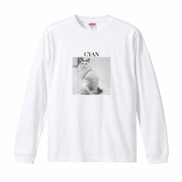 シアン コットンロングTシャツ