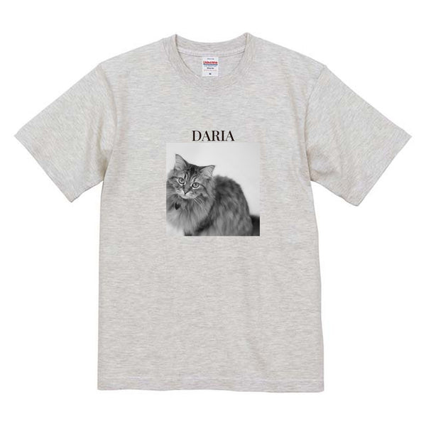 ダリア モノクロ写真コットンTシャツ