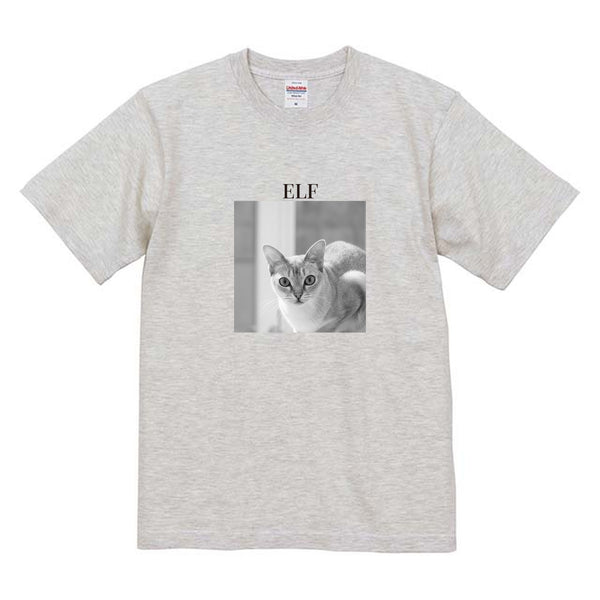 エルフ モノクロ写真コットンTシャツ