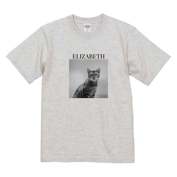 エリザベス モノクロ写真コットンTシャツ