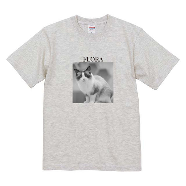 フローラ モノクロ写真コットンTシャツ