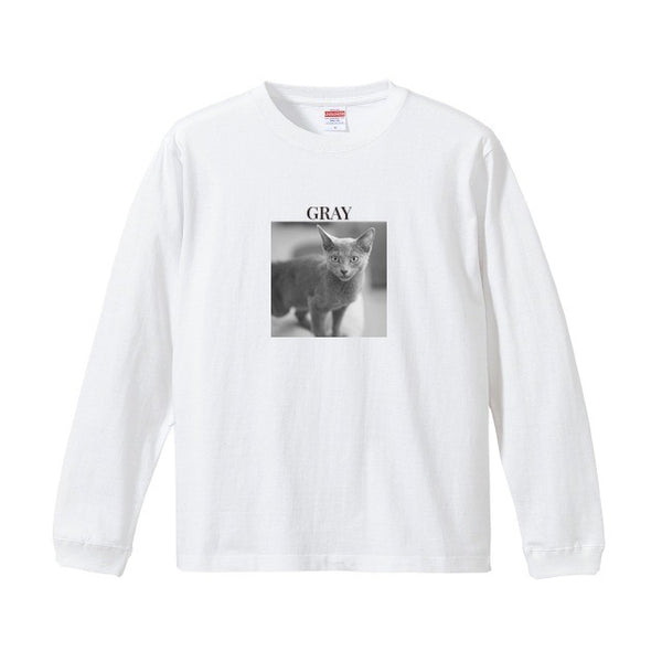 グレイ コットンロングTシャツ