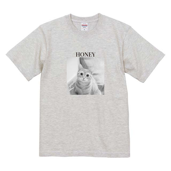 ハニー モノクロ写真コットンTシャツ