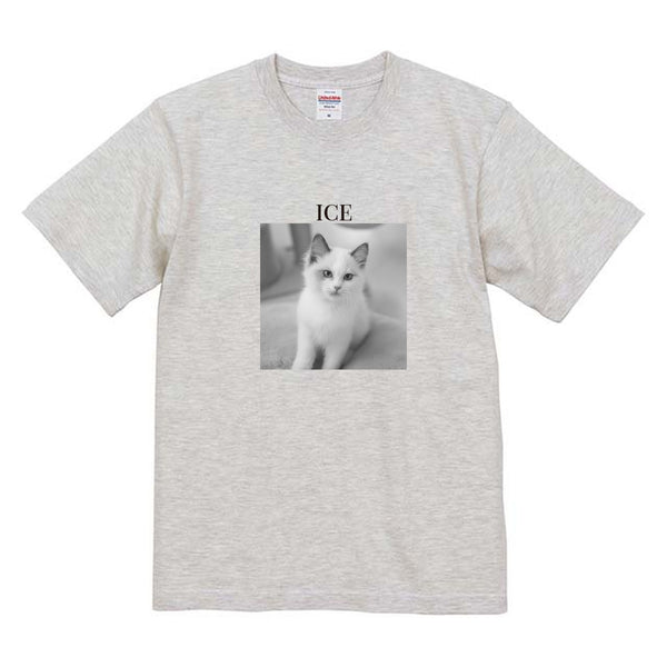 アイス モノクロ写真コットンTシャツ