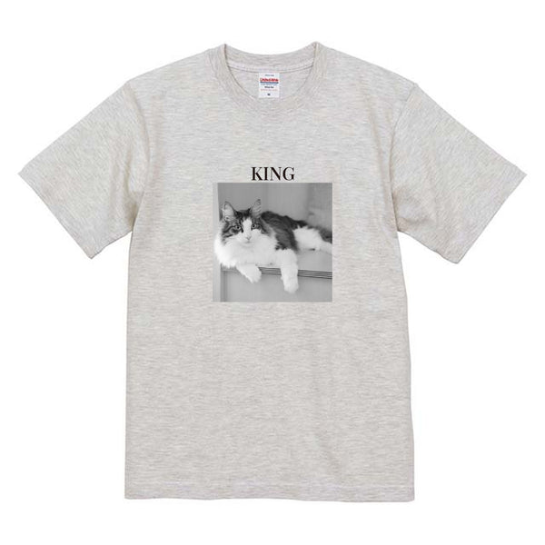 キング モノクロ写真コットンTシャツ