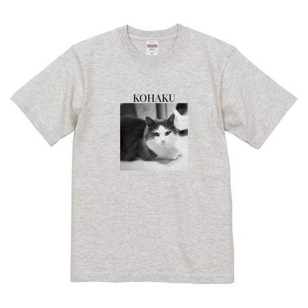 コハク モノクロ写真コットンTシャツ