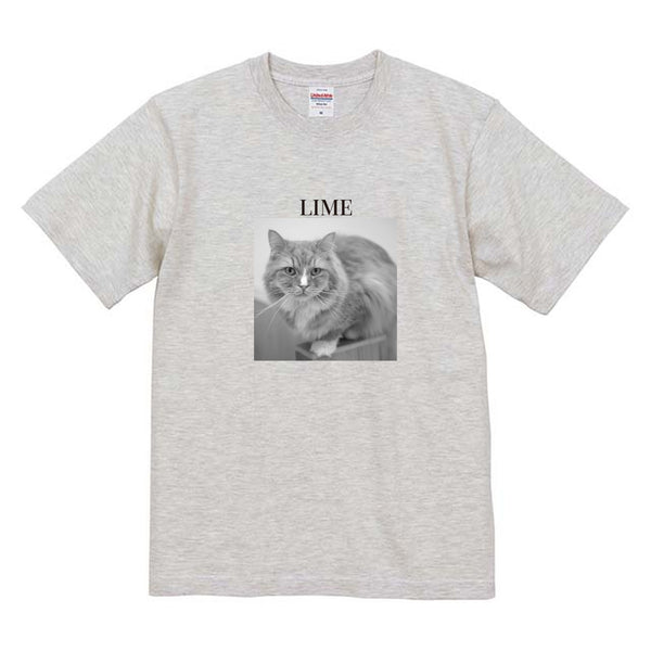 ライム モノクロ写真コットンTシャツ