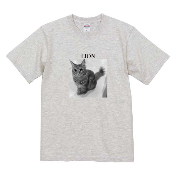 リオン モノクロ写真コットンTシャツ