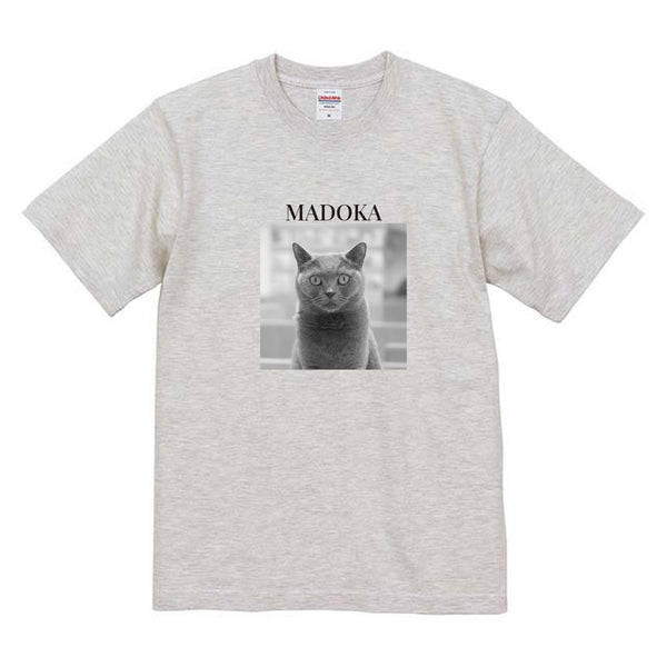 円 モノクロ写真コットンTシャツ