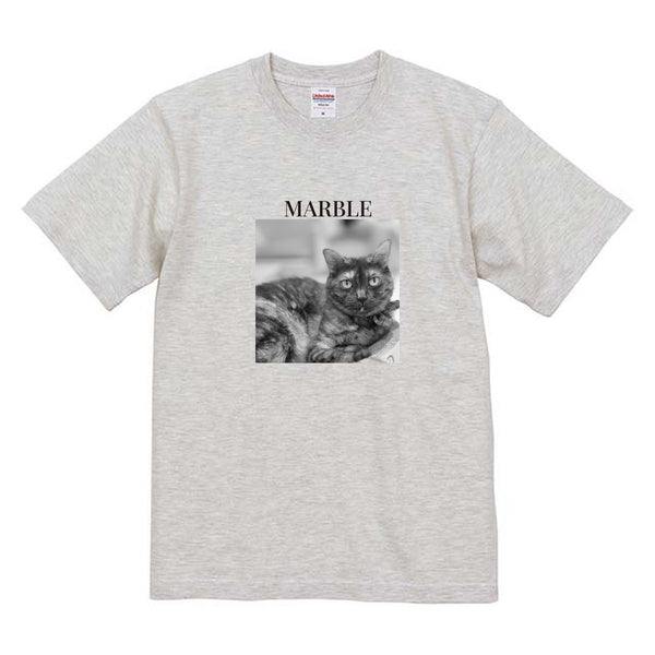 マーブル モノクロ写真コットンTシャツ