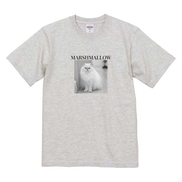 ましゅまろ モノクロ写真コットンTシャツ