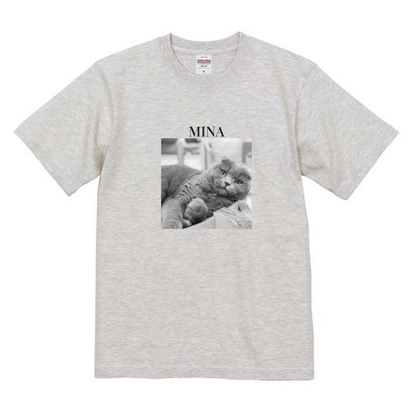 ミナ モノクロ写真コットンTシャツ