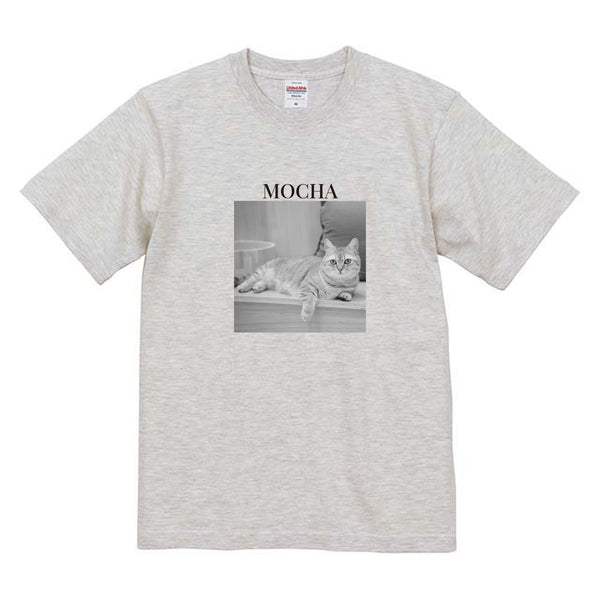モカ モノクロ写真コットンTシャツ