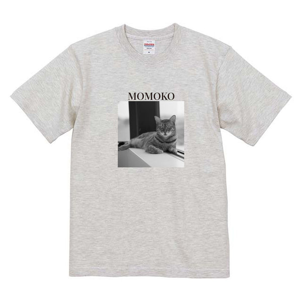 桃子 モノクロ写真コットンTシャツ