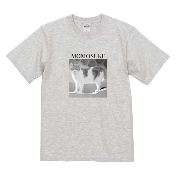 ももすけ モノクロ写真コットンTシャツ