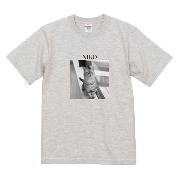 にこ モノクロ写真コットンTシャツ
