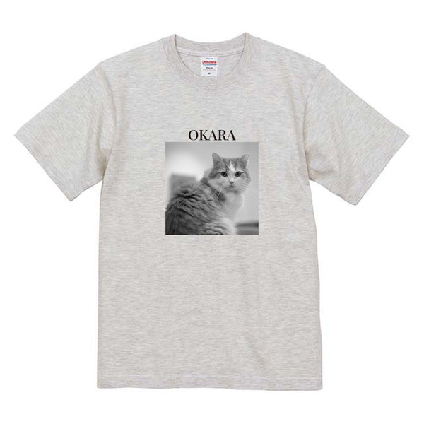 おから モノクロ写真コットンTシャツ