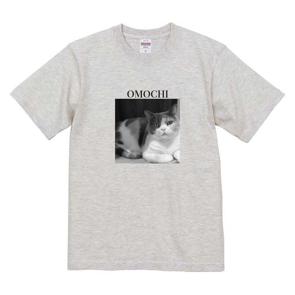 おもち モノクロ写真コットンTシャツ