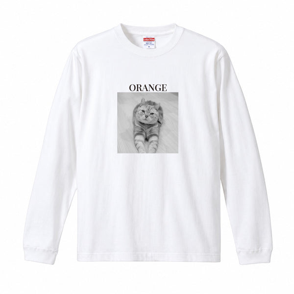 オレンジ コットンロングTシャツ