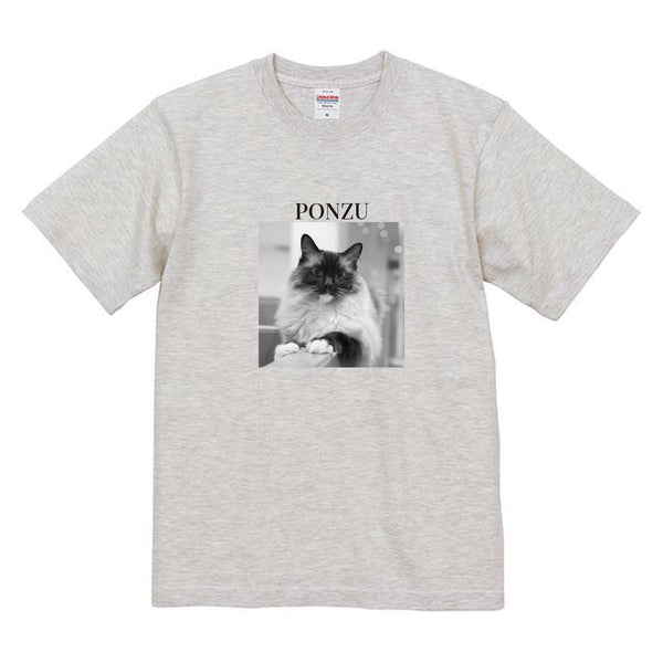 ぽんず モノクロ写真コットンTシャツ