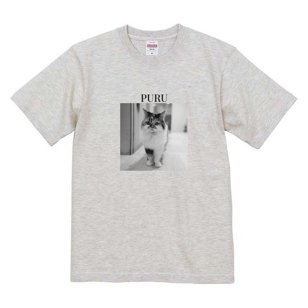 プル モノクロ写真コットンTシャツ