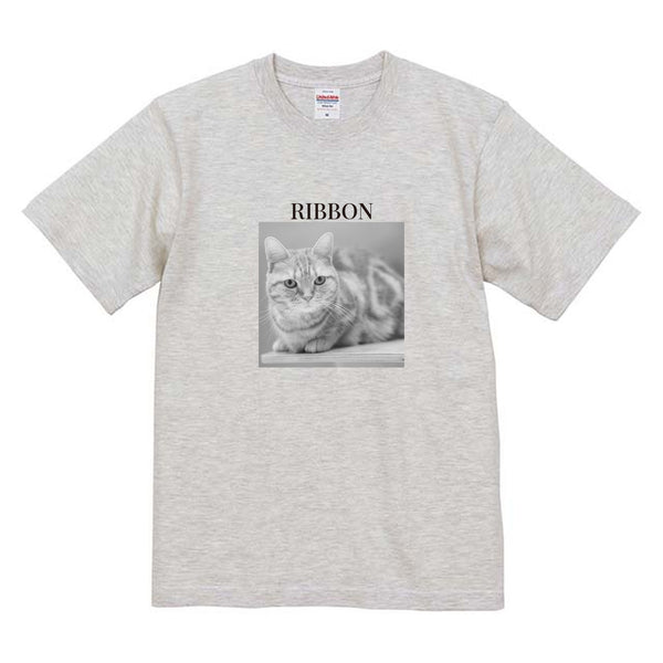 リボン モノクロ写真コットンTシャツ
