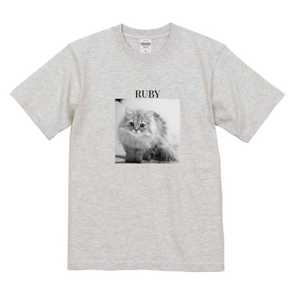 ルビ モノクロ写真コットンTシャツ