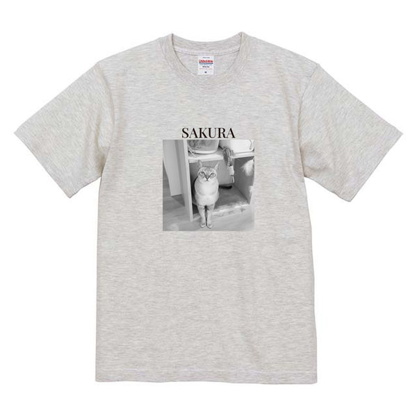 桜 モノクロ写真コットンTシャツ
