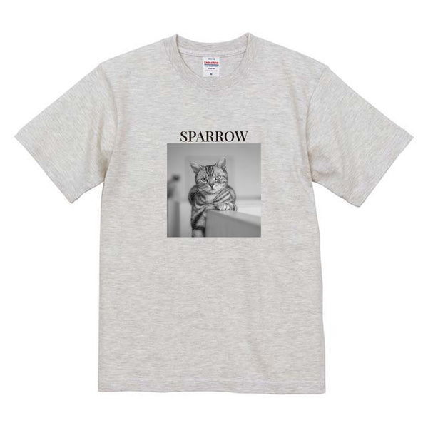 スパロウ モノクロ写真コットンTシャツ