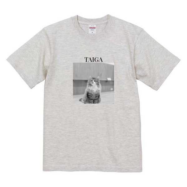 大河 モノクロ写真コットンTシャツ
