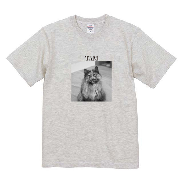タム モノクロ写真コットンTシャツ