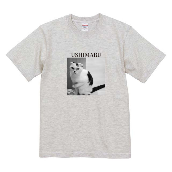 うしまる モノクロ写真コットンTシャツ
