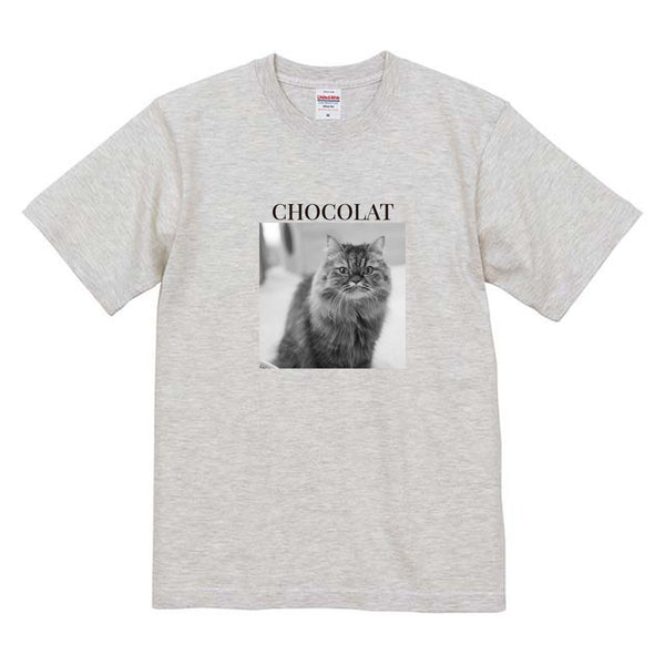 ショコラ モノクロ写真コットンTシャツ