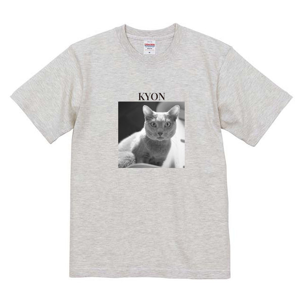 キョン モノクロ写真コットンTシャツ