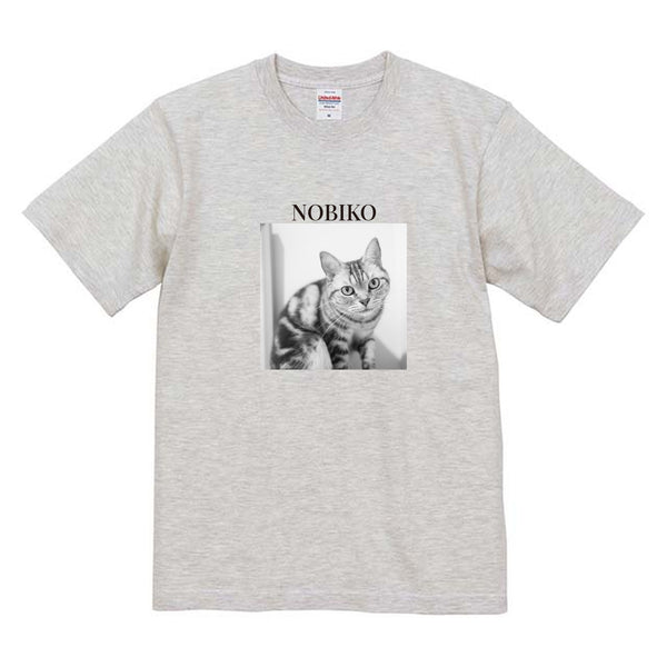 のび子 モノクロ写真コットンTシャツ