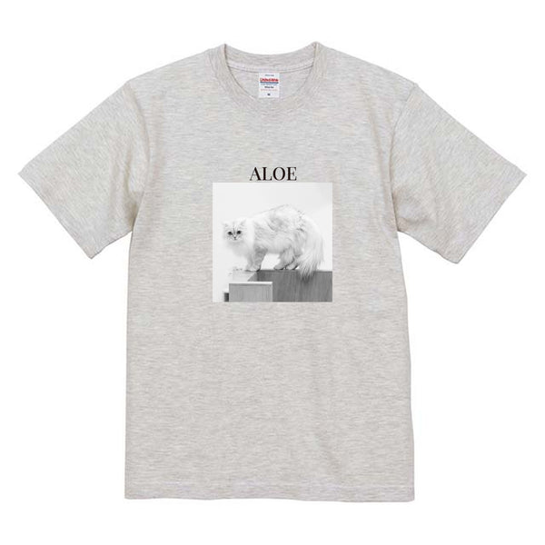 アロエ モノクロ写真コットンTシャツ