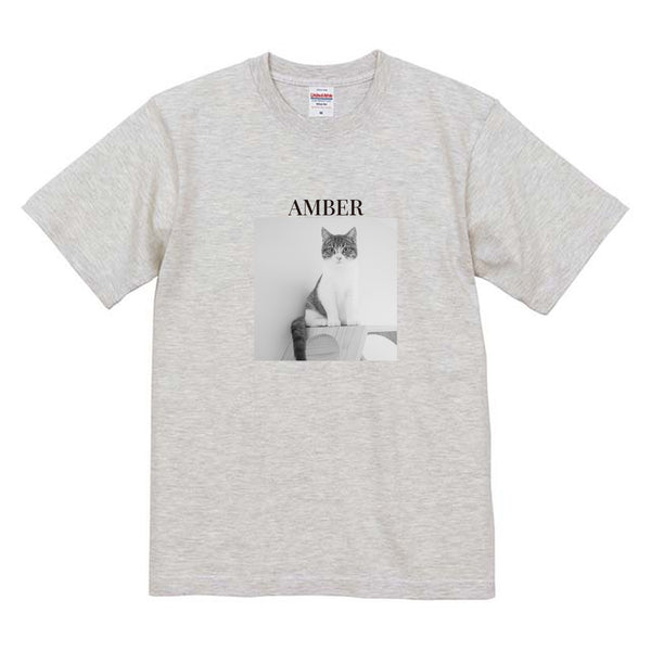 アンバー モノクロ写真コットンTシャツ
