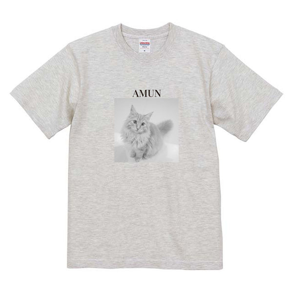アメン モノクロ写真コットンTシャツ