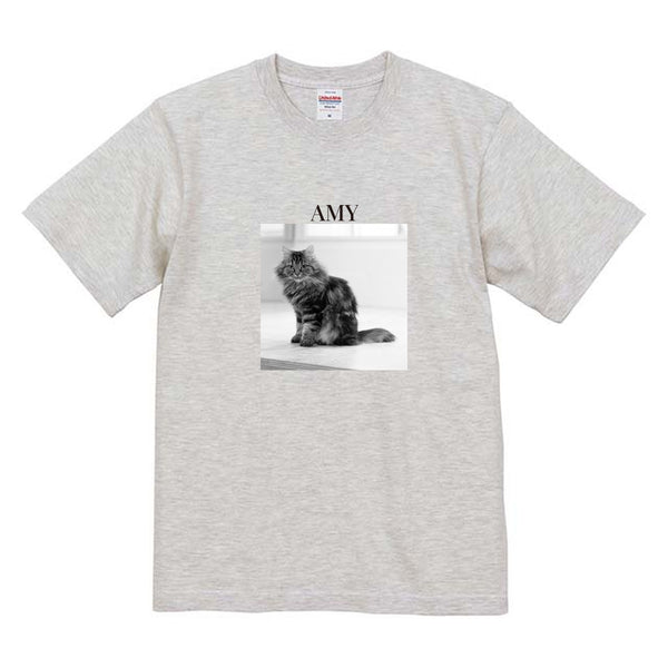 あみ モノクロ写真コットンTシャツ