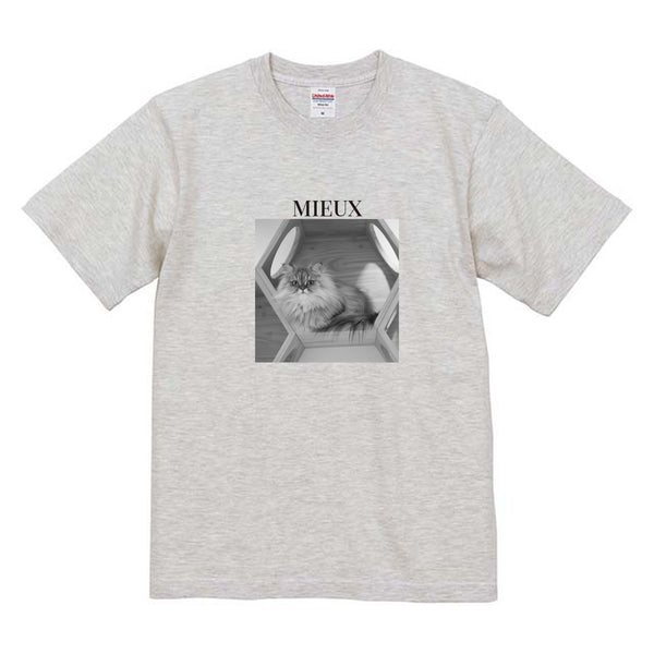 ミュウ モノクロ写真コットンTシャツ